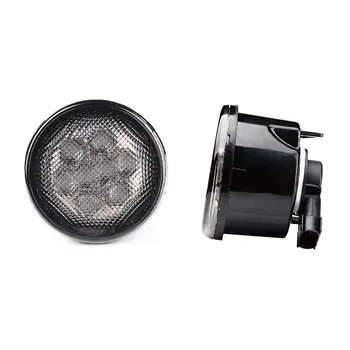 

2PCS Smoke Lens Amber LED Turn Signal Lights Parking Lights for Jeep Wrangler JK JKU 07-17 Front Grille