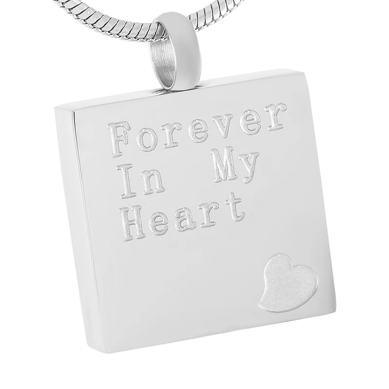

Forever In My Heart Engraved Pet Urn Necklace Stainless Steel Ash Necklace Keepsake Memorial Jewelry For Pet/Human Ashes