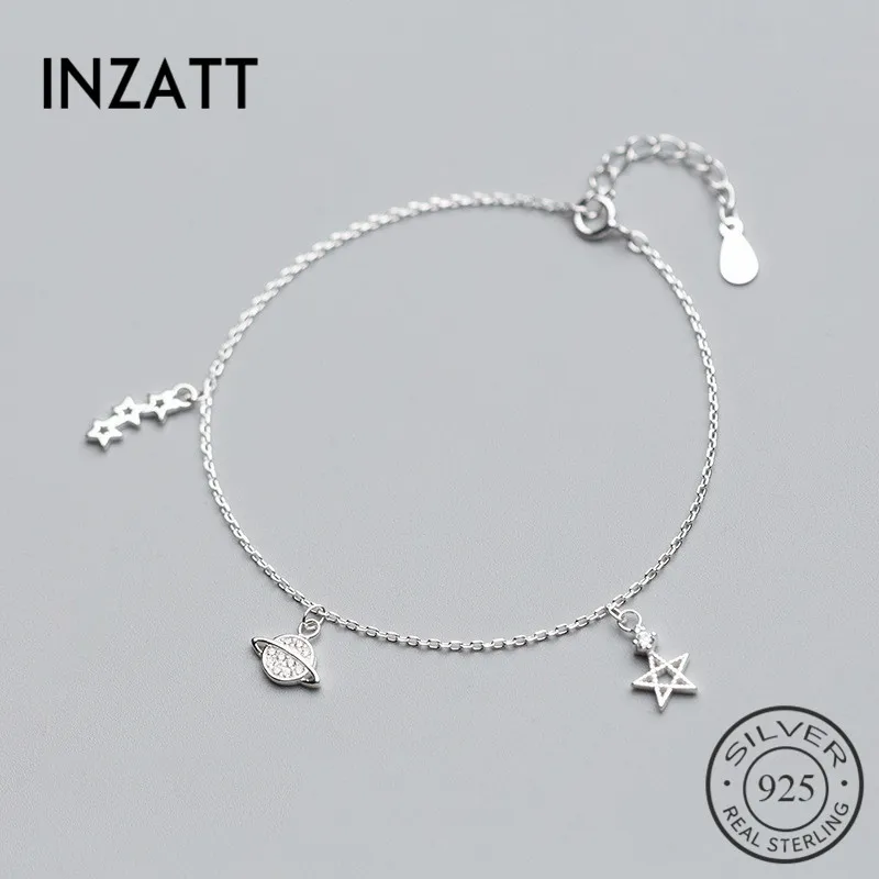 INZATT из настоящего серебра 925 пробы циркониевая звезда планета подвеска браслет