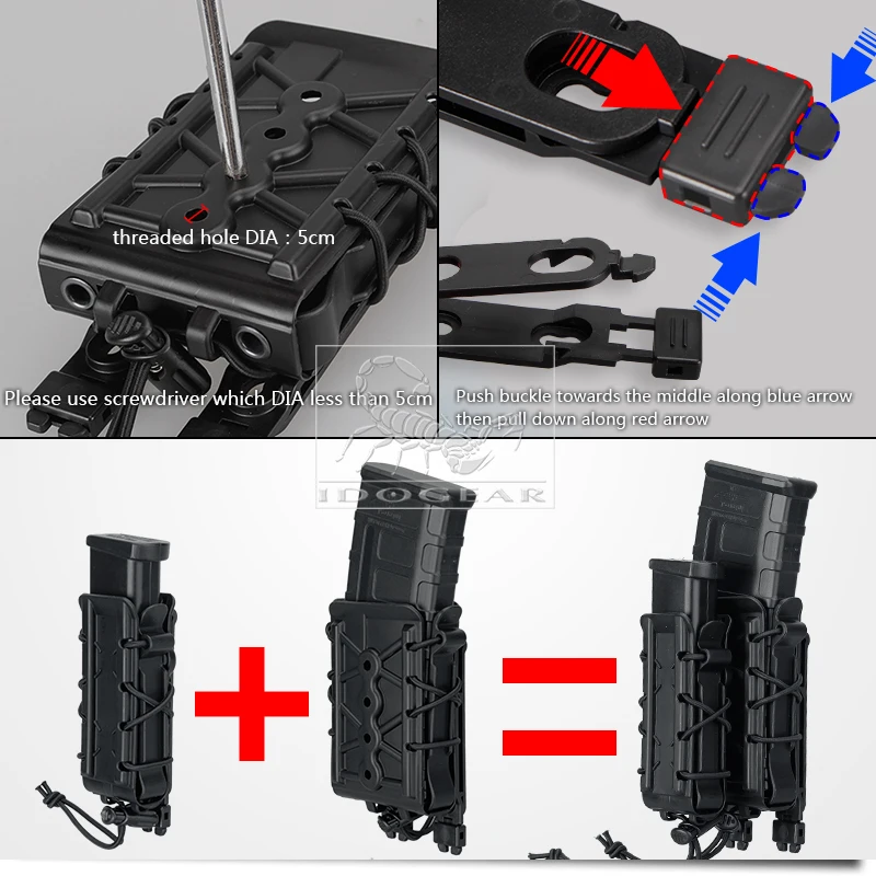 IDOGEAR тактические сумки для журналов 5,56 мм винтовка пистолет Молл Чехол для пейнпола держатель поли маг зажимы для ремня поп замок Молл