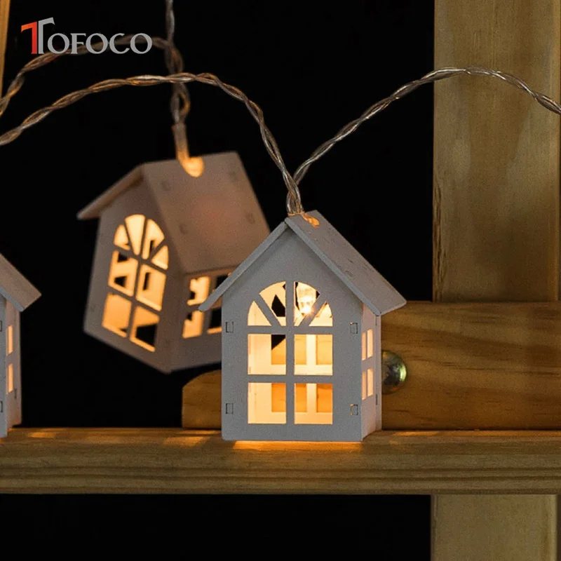 TOFOCO LED NevoIty Wood House 1 5 м 10 шт. Гирлянда для украшения вечеринки гирлянда свадебной