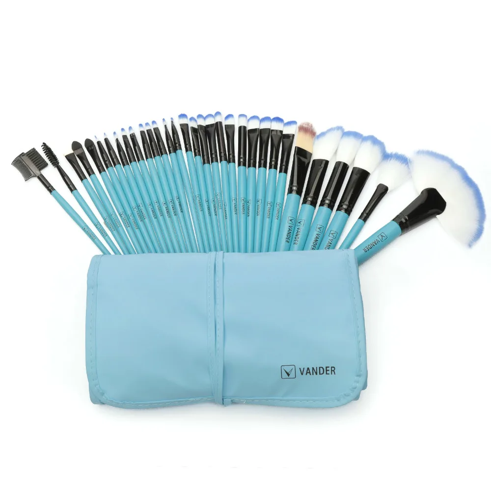VANDER 32Pcs Makeup Brushes Set Kit Cosmetic Brush Eyebrow Foundation Shadows Eyeliner Lip Make Up Tools with Pouch Bag (12)