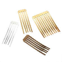 10 шт./лот 5/10/13 зубьев 50 мм гребень Хай Для женщин золото/серебро Цвета волос гребень волос Выводы заколка для волос в стиле ретро Головные уборы оптом