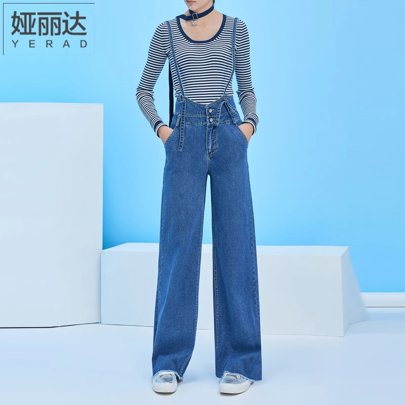 wide leg jeans with suspenders