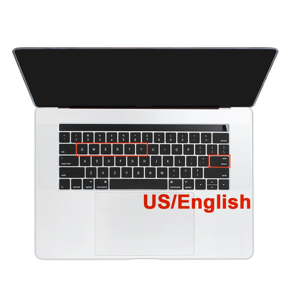 Для Macbook Pro 13 с сенсорной панелью A1706 Pro 15 A1707 A1989 A1990 нам символы английского языка Клавиатура Защитная крышка кожного покрова