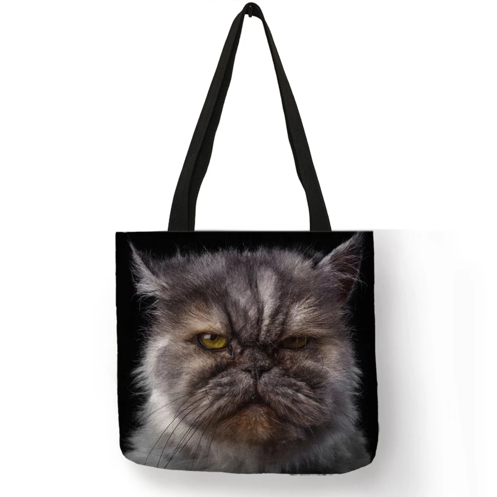3 D яркая кошка многоразовая сумка для покупок Женская Повседневная сумка с принтом льняные сумки - Цвет: 004