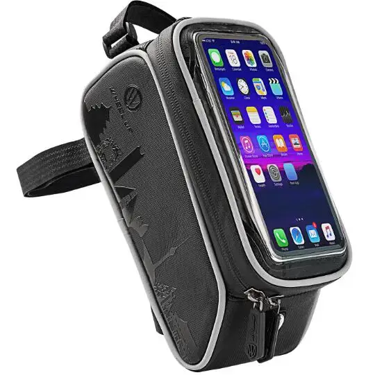 Waterproof MTB Cycling Frame Front Bag Bicycle Phone Holder Storage Bags Double Zip Bicycle Frame Bag - Цвет: 020