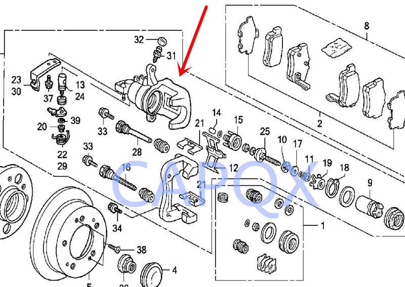 Capqx задние тормозные суппорты сборки 43019-SDC-A00 43018-SDC-A00 для ACCORD CM4 CM5 CM6 2,0 2,4 2003 2004 2005 2006 2007