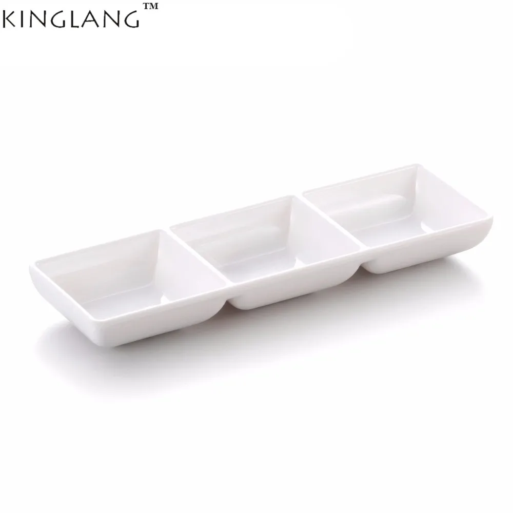

KINGLANG Japanese and Korean Restaurant Three section Sauce Plate For Sushi Dinnerware