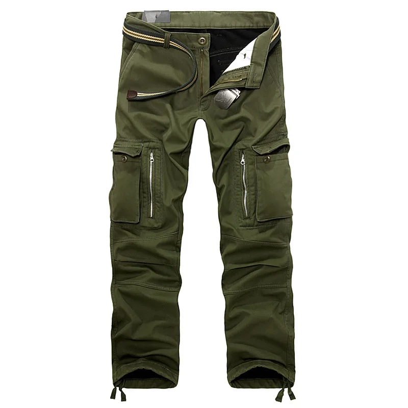  Men's Tactical Winter Baggy Cargo Pants Warm Thicken Fleece Pants Men Casual Cotton Military Pants 