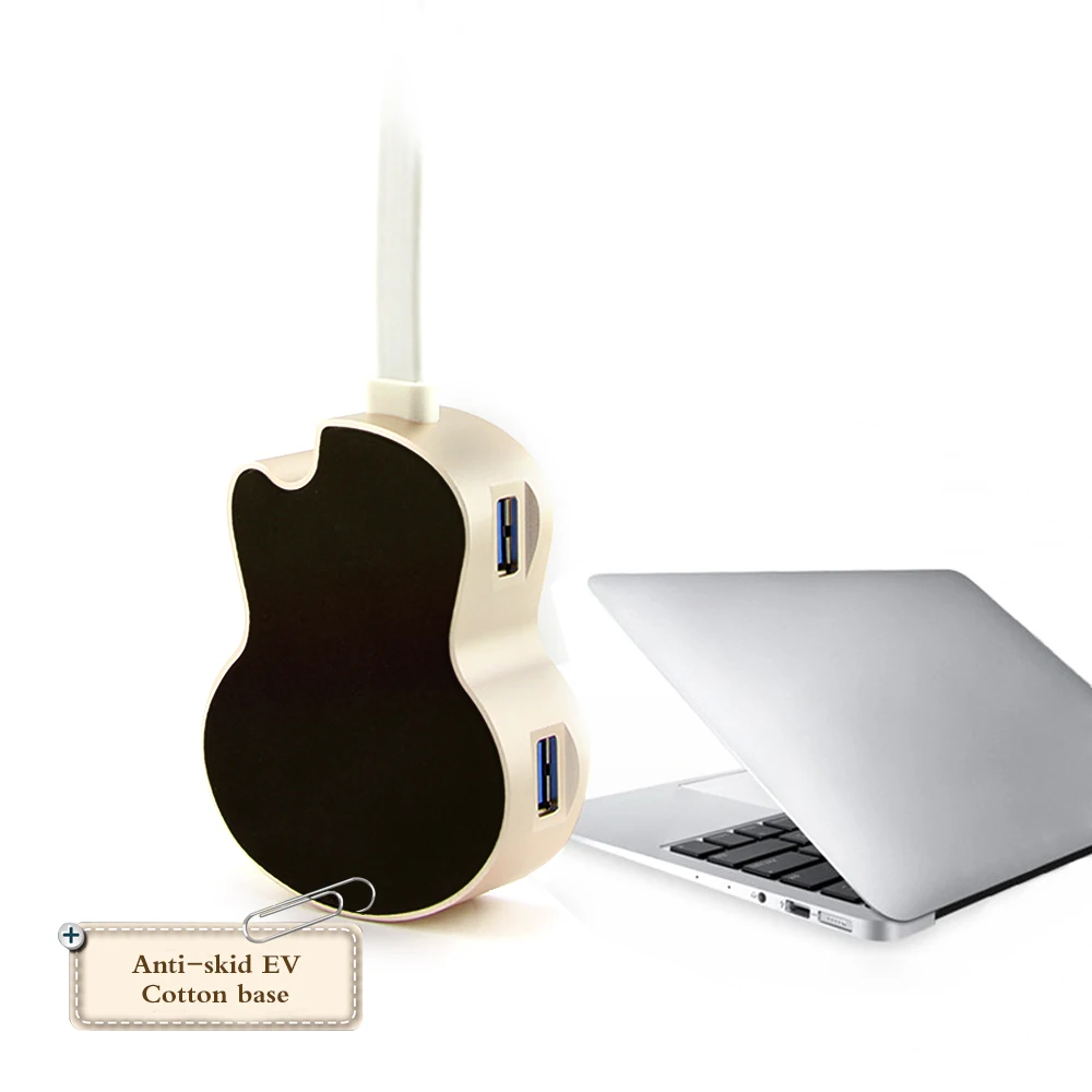 USB 3.0 Hub 4 Ports USB Splitter Micro Hub USB 3.0 Gold Guitar Chargable Hub High Speed Computer Accessories For MacBook PC      