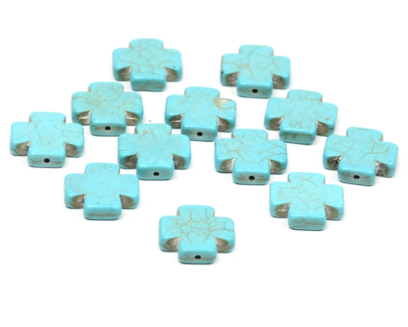 soosmith Square Cross Synthetic Turquoise Loose Spacer Beads For Jewelry Making Natural Stone Beads Accessories Wholesale Gifts (4)
