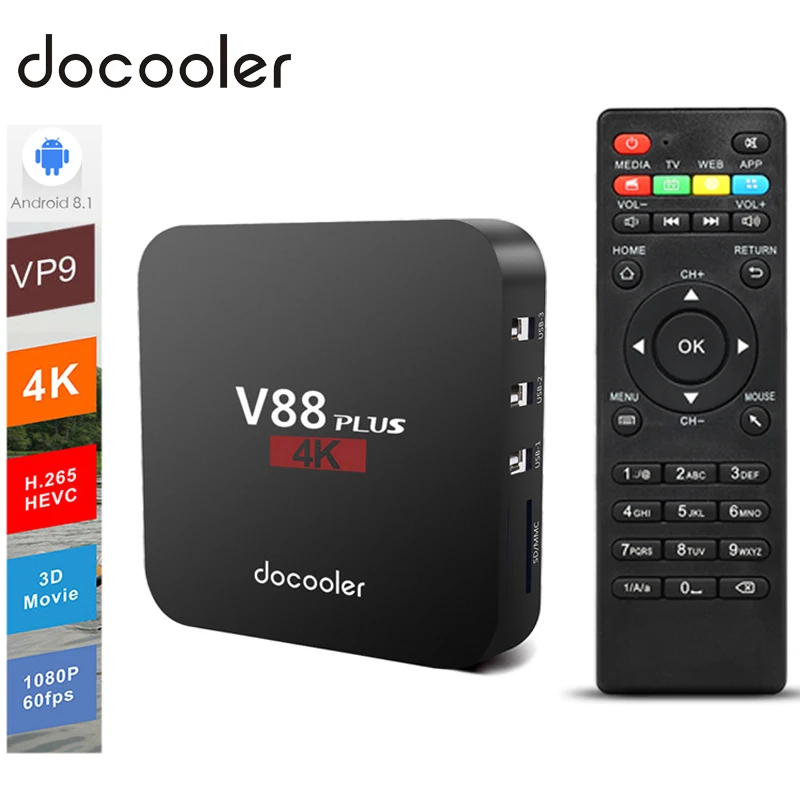 Docooler V88 Plus Smart Android tv Box Rockchip 2GB16GB Android 8,1 tv Box Miracast WiFi 4K телеприставка PK X96 MINI для Smart tv