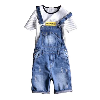 

Men's Shorts New Arrival 2017 New Casual Bib Overalls Jeans Short Summer Fashion Male Slim Fit Strap Short Jean Man Jumpsuit