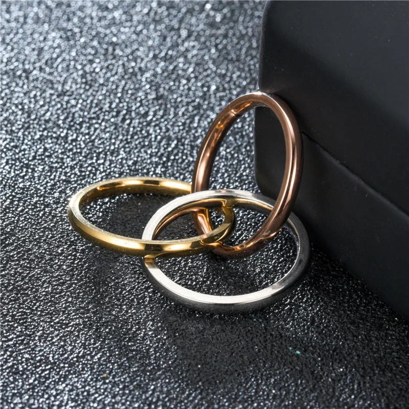 Fashion 3 Color Gold Rose Gold Knot Silm Rings Minimalist Staainless Steel Midi Ring For Women Wedding Jewelry Anel Female