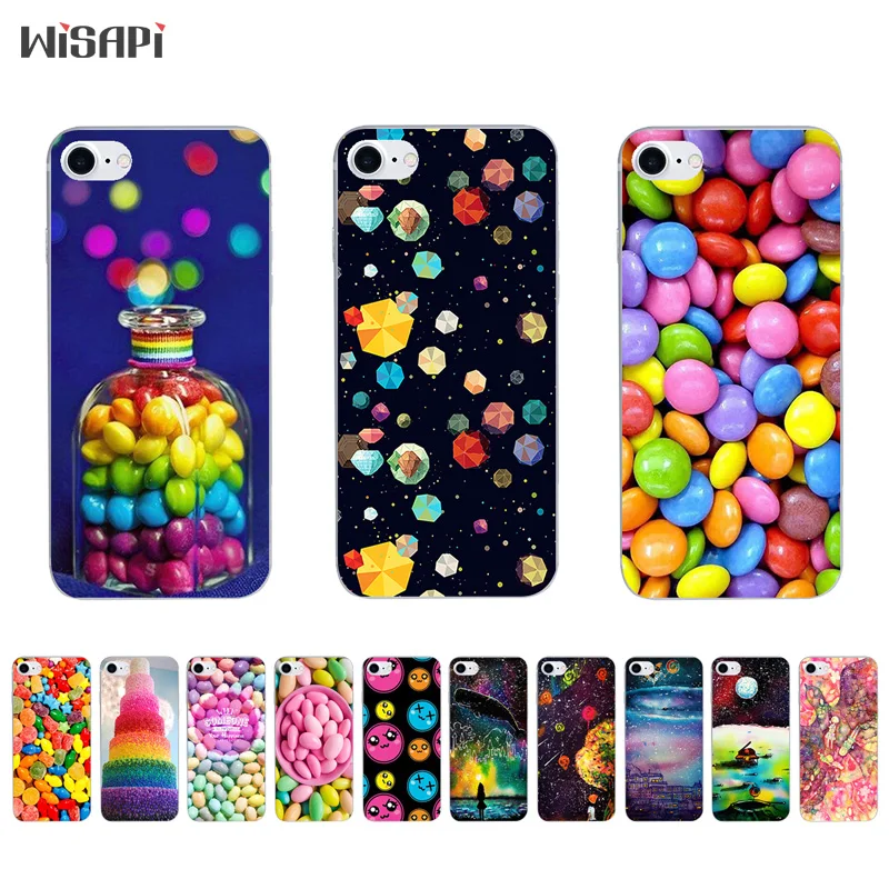 

Silicone Case For iPhone 7 7plus 8 Shell for iPhone 5s 5c SE 6 6s 6plus Case TPU Bumper Phone Case Transparent Rainbow Candy