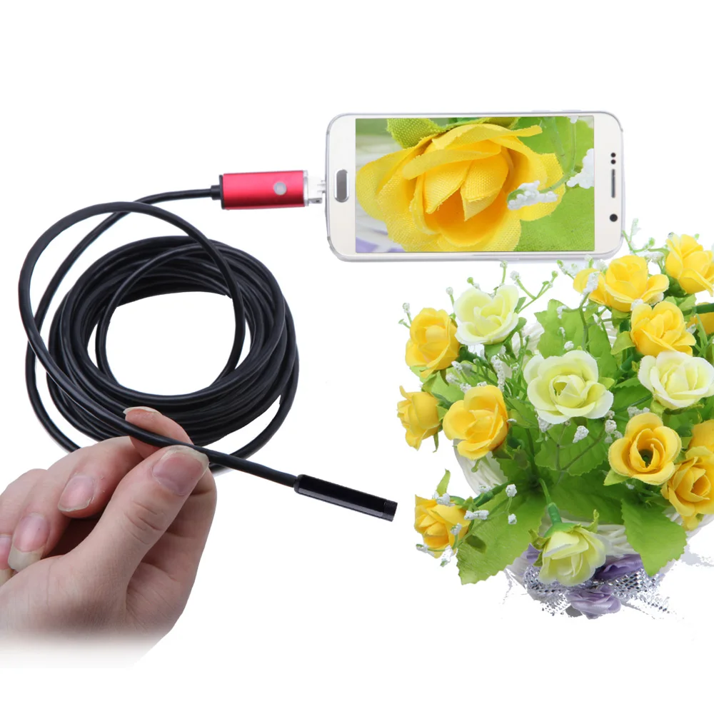 

KKMOON 2 in 1 Mini USB Endoscope usb Borescope Inspection Camera microscope digital magnifier for Android Phones PC 5.5mm 5m