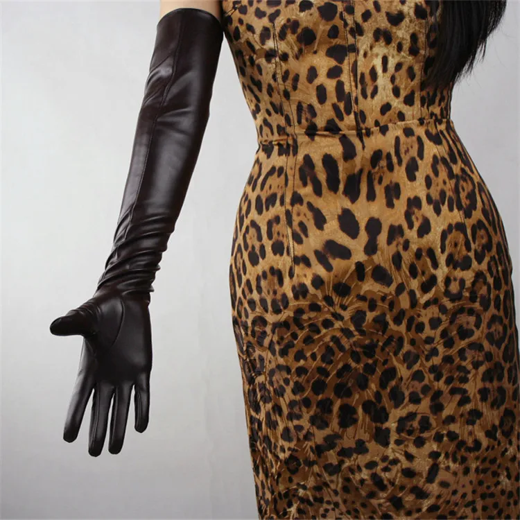 Женские перчатки длиной 60 см, замшевые кожаные перчатки, имитация локтя, натуральная кожа, китайские красные вечерние женские перчатки TB88