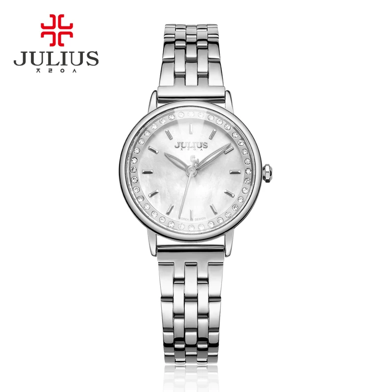 Julius бренд новые весенние кварцевые часы женские модные повседневные часы корпус Циферблат Whatch водонепроницаемые 30 м сталь Montre Femme JA-959 - Цвет: Серебристый