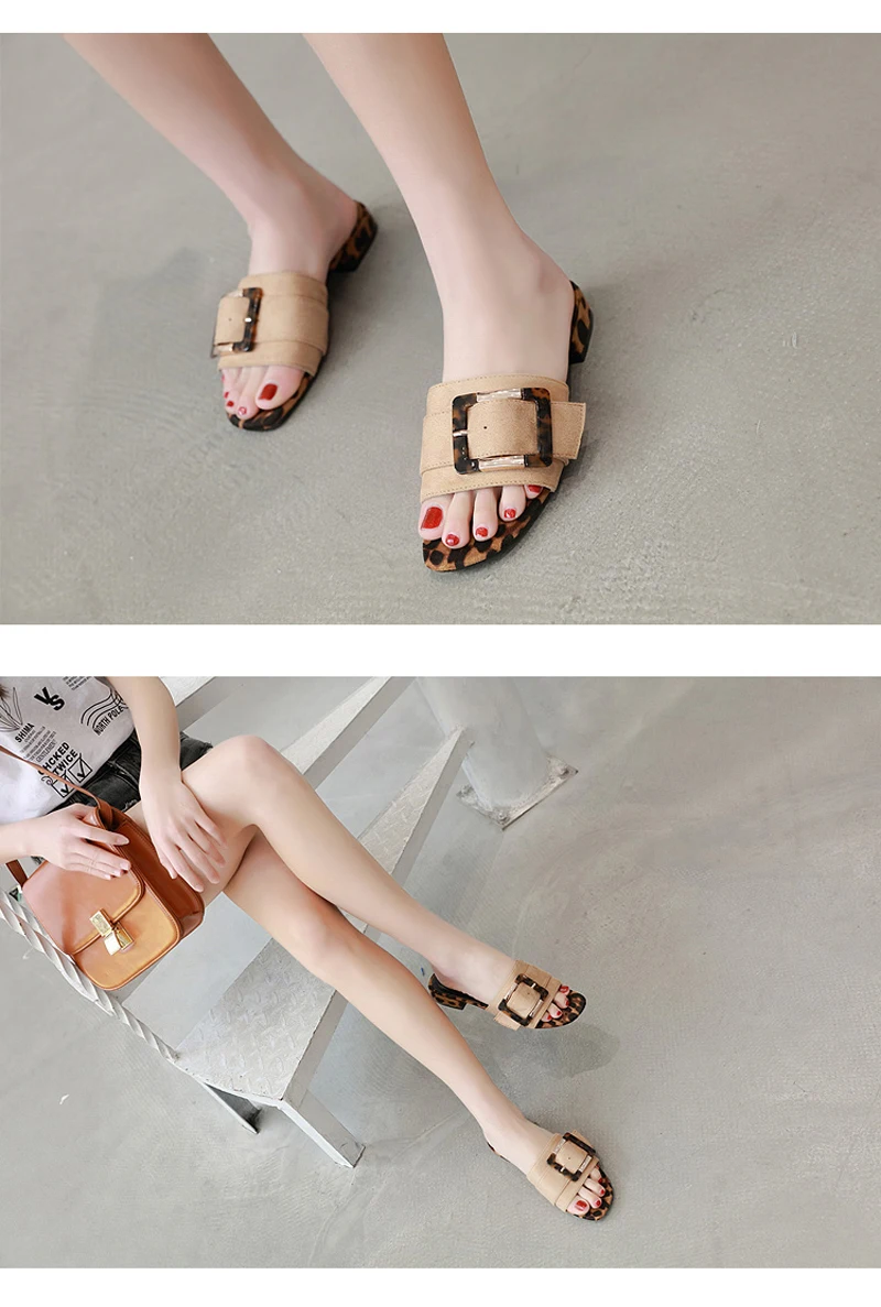 Дизайн слайдов Для женщин Летние Тапочки женские Шлёпанцы обувь домашние тапки Дамская обувь леопардовые шлепанцы мода пряжки плюс Размеры