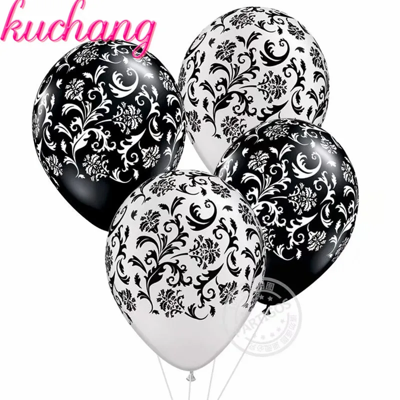 20 шт. 30 шт. дамасский принт черный и белый 12 "латексные воздушные шары на день рождения вечерние украшения латексные шары юбилей