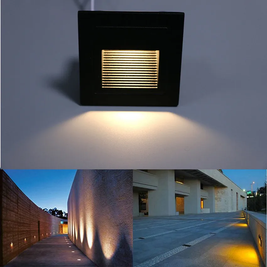 3w led Stair Light with Embedded box Aluminum Step Lights Outdoor LED Wall Lamp Footlight Waterproof IP65 BL04