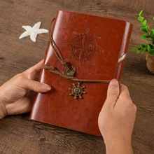 

Dot Grid Spiral Notepad Continental Retro Leather Travel Diary Page Hand Books Grid Lattice Notebook Dotted Journal