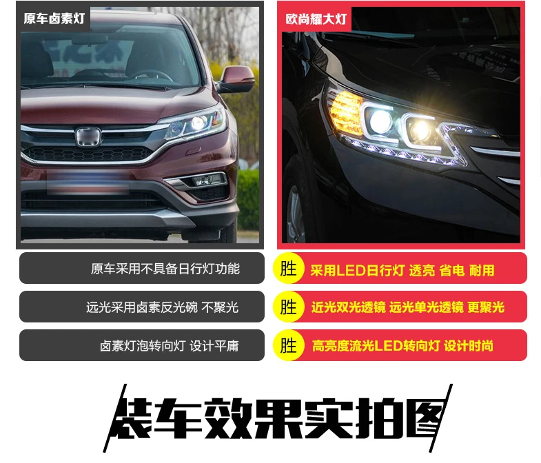 KOWELL автомобильный Стайлинг для Honda CRV Headlights светодиодные фары 2012- головная лампа двойной с ангельским глазом Led DRL передний свет Биксеноновые линзы