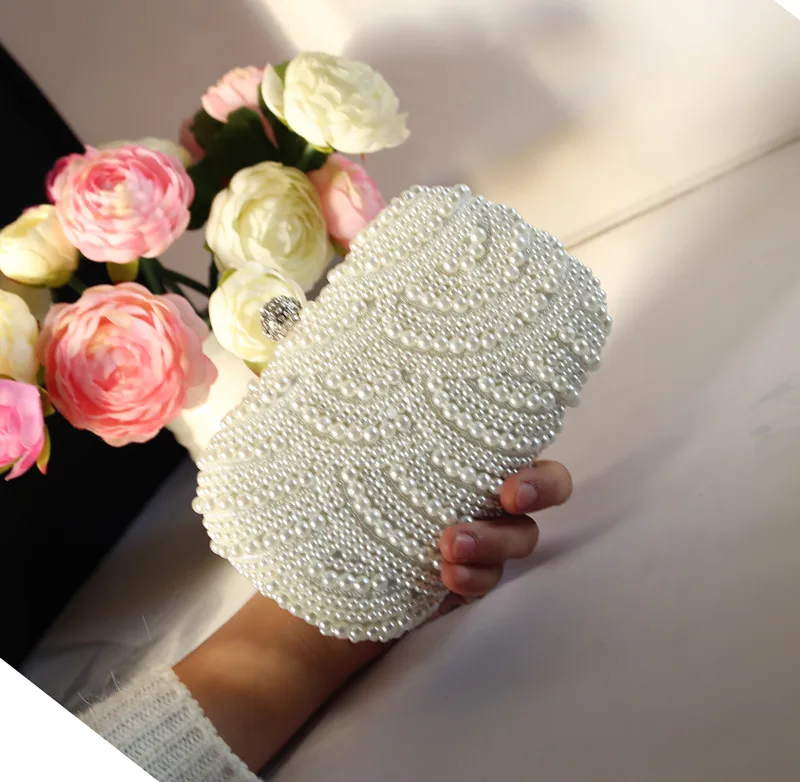 white bridal clutch