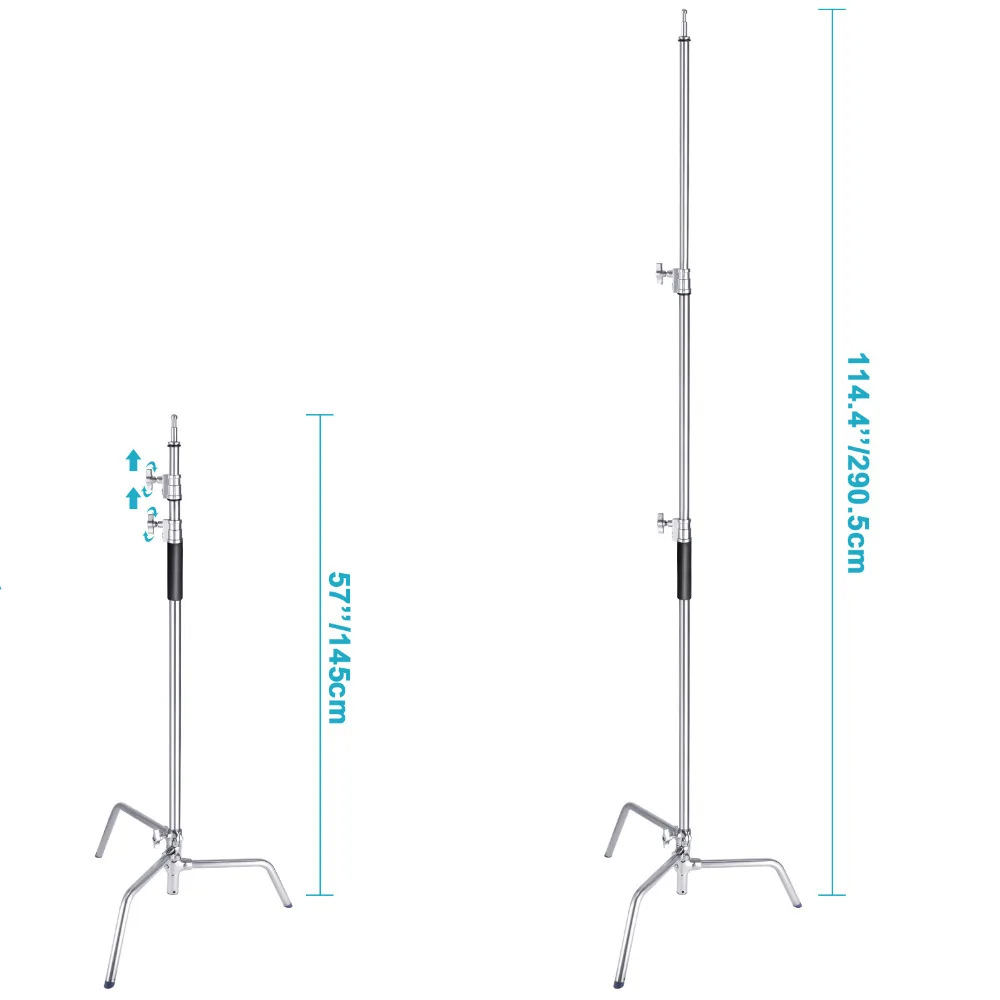 Neewer 2 Packs/3 Packs Stainless Steel Heavy Duty C-Stand 1.5-3 meters Adjustable Photographic Sturdy Tripod