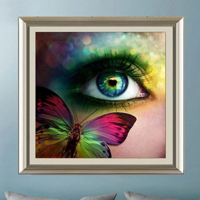 

DIY Diamond Painting Cross Stitch Mosaic Needlework Butterfly eyes Square Rhinestone Diamond Embroidery Home Decor