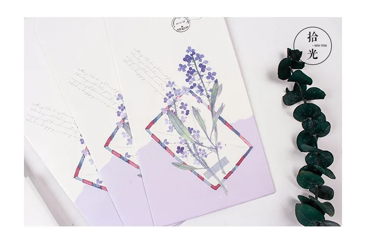 9 шт./компл. 3 конверта+ 6 букв бумаги яркие цветы Письмо Конверт набор Подарочная Корейская Канцелярия