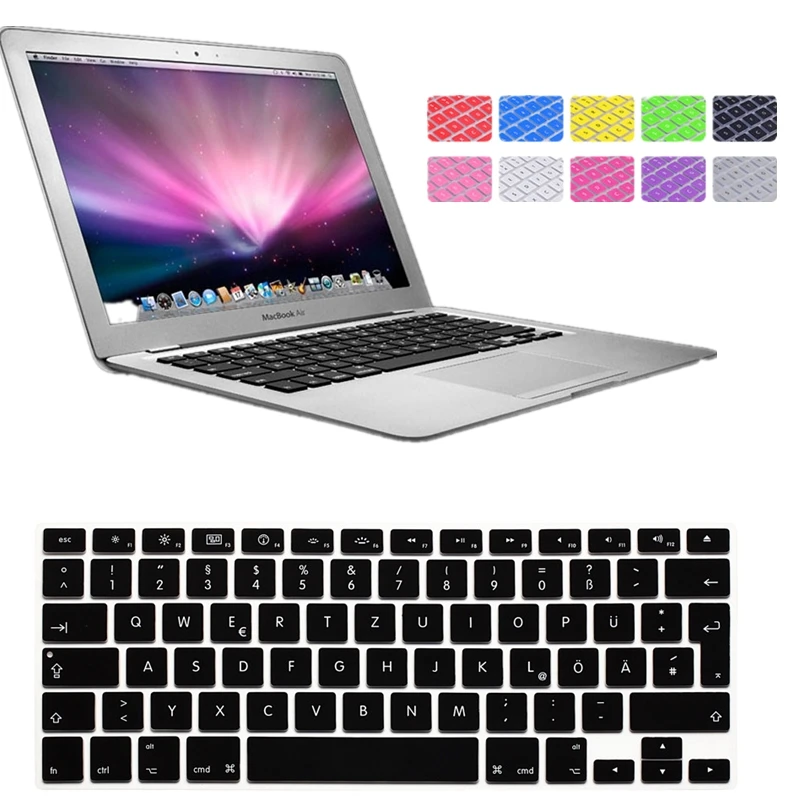multiple Colour German EU Keyboard Cover For Macbook Pro 13 15 17 Air