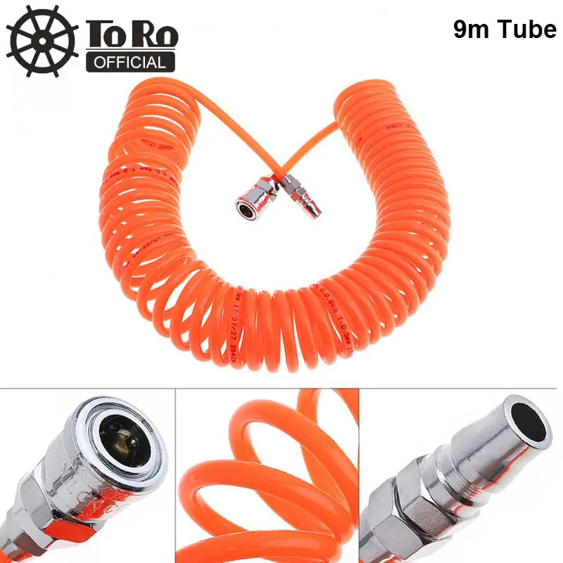 

TORO 9M 5 x 8mm Flexible PU Recoil Hose Spring Tube with Fast Interface and Thicker Trachea for Compressor Air Tool