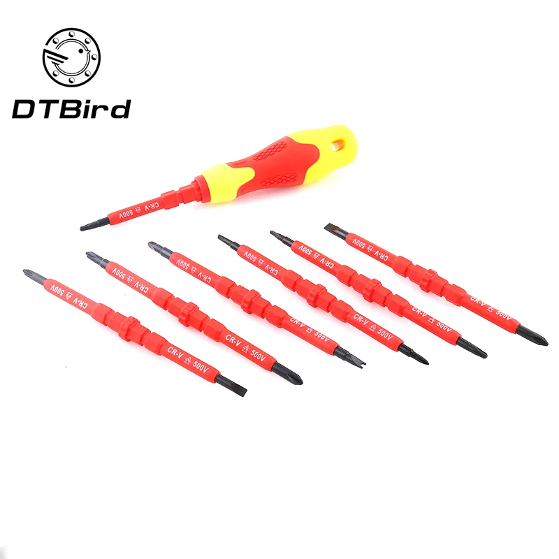 

8 Pcs/set Multi Purpose Screwdriver Cr-v Screwdriver Isolated High Voltage Household Hand Tool Double Head Electricians Tool Kit