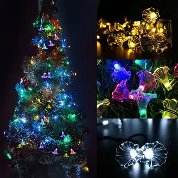 

DSstyles 6M 30LEDs Morning Glory Shape Solar Powered Lamp String Light with Stent Gargen Christmas Decor Outdoor Lamp