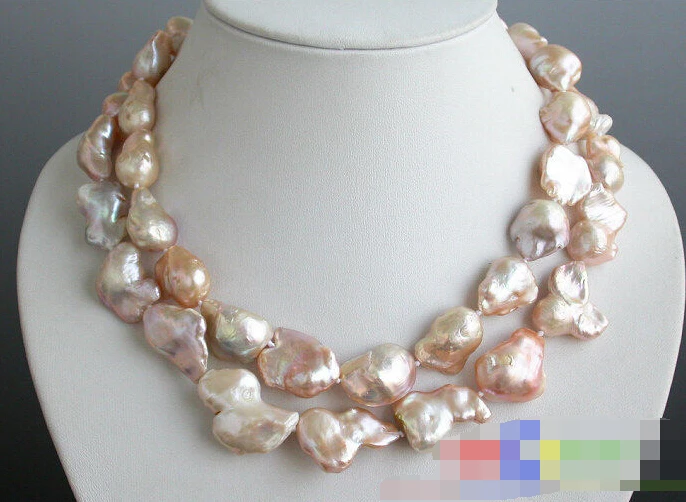 

0877 2row baroque pink KESHI REBORN PEARL NECKLACE