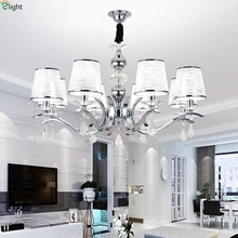 Современный, хромированный, металлический подвесной светильник-люстра с кристаллами для гостиной, светодиодный светильник-люстра, подвесной светильник для спальни