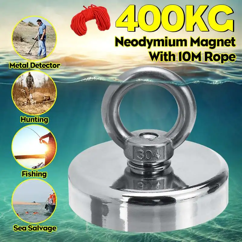 

400Kg D80mm Strong Salvage Magnet Pot Fishing Magnets Deep Sea Salvage Fishing Hook Neodymium Magnet Treasure Hunters Holder