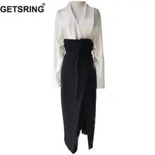 GETSRING, Женская юбка, высокая талия, асимметричная, раздельная, длинная, на шнуровке, черная, женская, универсальная, одноцветная, нестандартная, юбка, весна