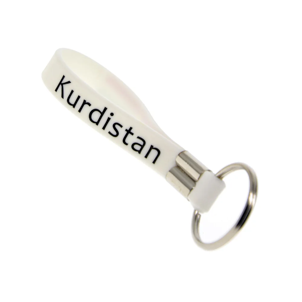 1 шт. белый Debossed kurdivan силиконовый браслет для ключей|silicone keychain|flag keychainlogo keychain |