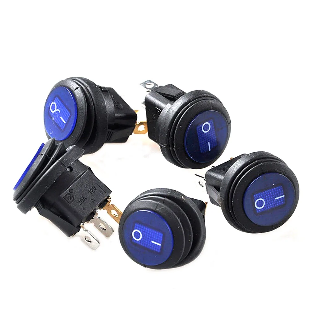 

Universal 3-Pin On/Off Rocker Switch Waterproof 12V 20A Car Boat Green Red BlueLED Light Round car switch