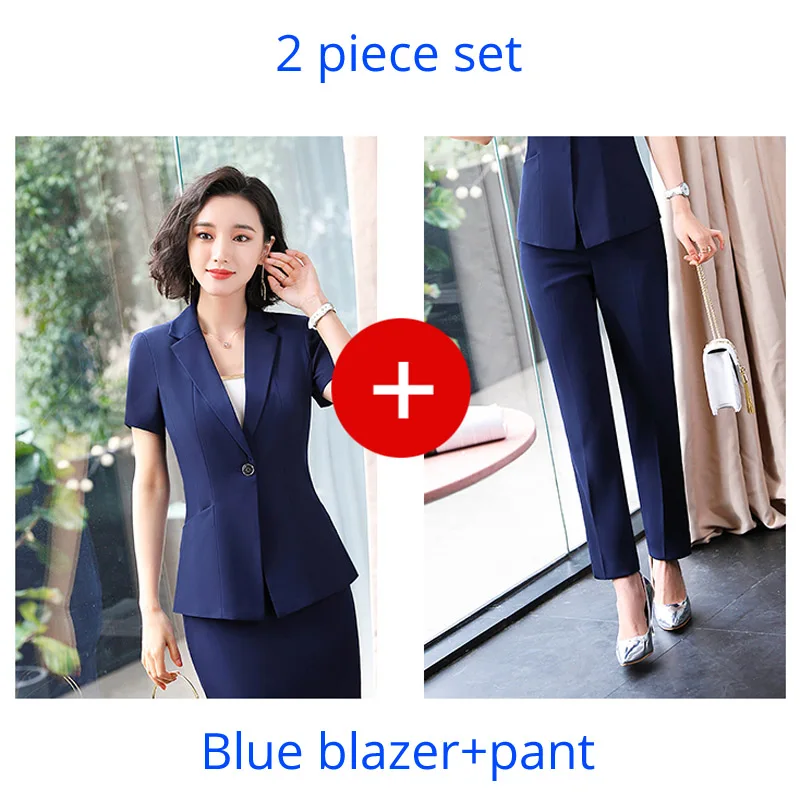 blue pant suits