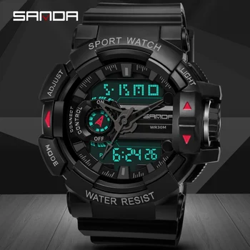 

SANDA Military Sport Men Quartz Watch Waterproof Watch LED Calendar Stop Watch Chronograph Men's Watch Digital Reloj Hombres