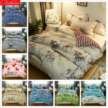 

New High Quality Soft Comfortable Skin Cotton Duvet Cover 3/4 pcs Bedding Set Adult Kids Child Bed Linens Single Queen King Size
