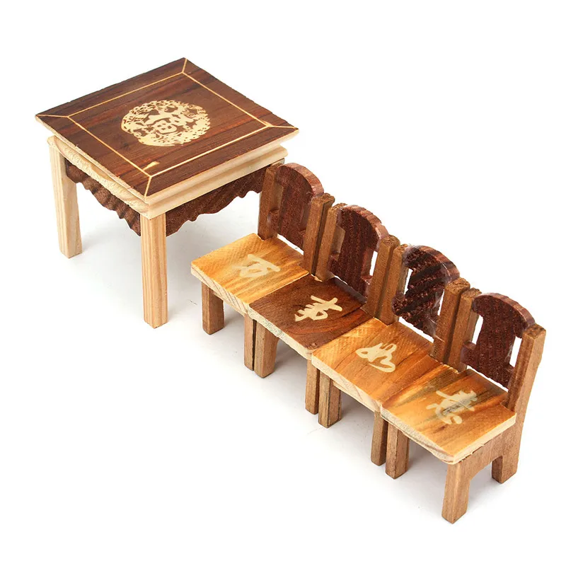 خشبية 5 قطعة/المجموعة خمر الجدول مع أربعة كرسي مجموعة للدمى منزل الأثاث مصغرة غرفة مجموعة الاطفال البسيطة مجموعات ل الاطفال الأطفال
