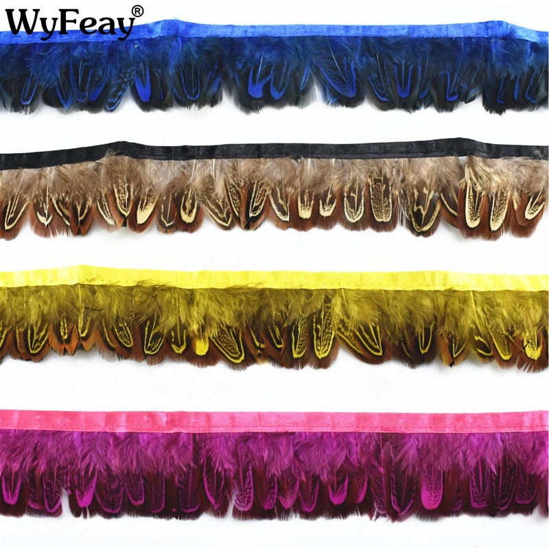 

10 Meters/Lot Natural Rooster Feather Ribbon Trims Fringe 5-6CM Pheasant Feathers for Crafts Wedding Feathers Decoration Clothes
