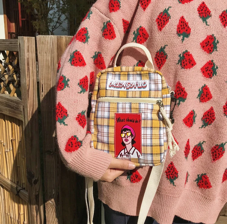 Новая модная сумка в стиле Харадзюку с клетчатым принтом, женские сумки через плечо, женская сумка через плечо, высокое качество, Студенческая Повседневная маленькая сумка с клапаном