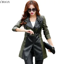 2XL 3XL New Autumn Lengthy Leather-based Trench Coat For Ladies chaquetas mujer Style Slim leather-based jacket New PU Women Coats Plus Measurement