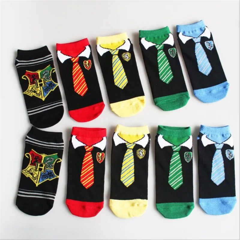 

Cartoon Magician Harry Potter Ankle Socks Cosplay Accessories Tie Pattern Cotton Socks Colorful Breathable Casual Sock
